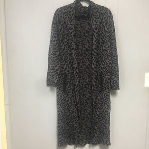 Leopard print long sweater duster